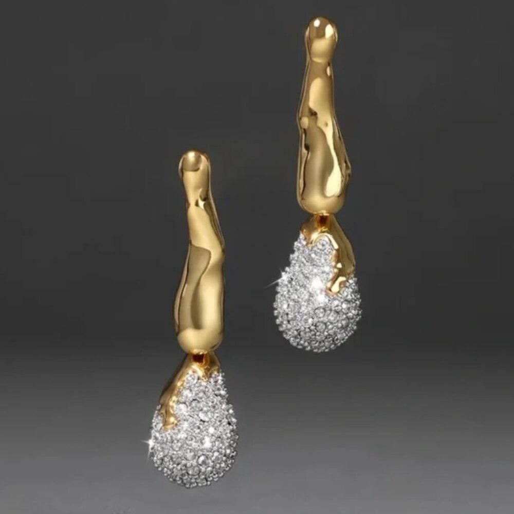 Alexis Bittar Solanales Gold and Silver Crystal Drop Earrings